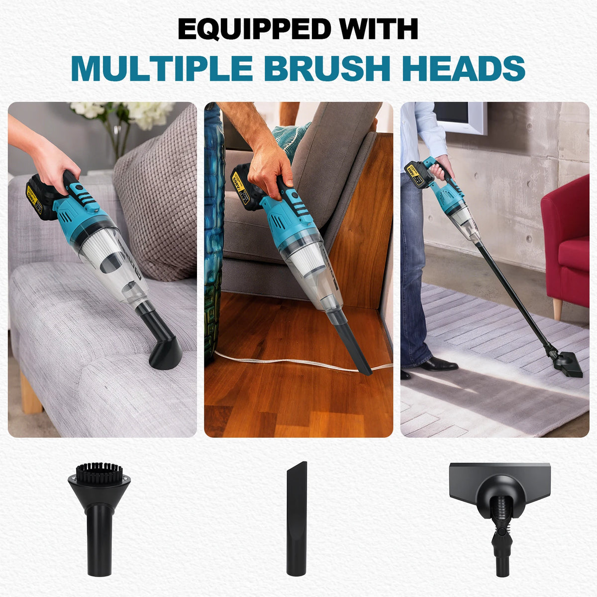 Gisam Elektrische Stofzuiger 12Kpa Draadloze Multifunctionele Reiniger Handstofzuiger voor Sneeuw en Stof, geschikt voor Makita 18V Accu