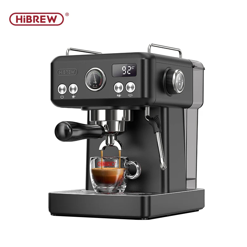 HiBREW H10A Zwarte Espressomachine Temperatuur Volume Pre-brewing Instelbaar 58mm Filterdrager Cappuccino Koffiezetapparaat