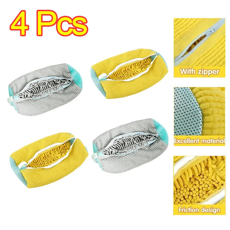 1-6PCS Shoe Washing Bag Washing Machine Laundry Bags with Zipper Closure Shoes Cleaning Bag Shoes Laundry Fluffy Fibers Sneaker