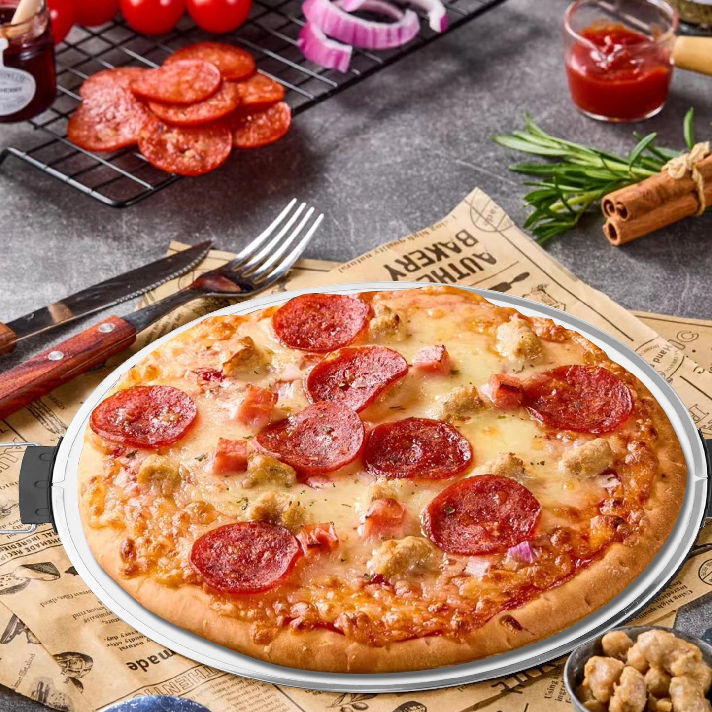 12 Inch Ceramic Pizza Tray Stone Pan Delicious Crust Calzones