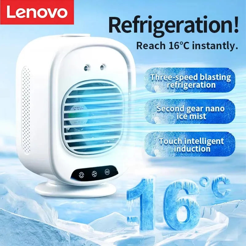Lenovo Car Portable Small Air Conditioner Spray Fan Office Desktop Usb Charging Small Air Cooler Dormitory 3-gear Regulating Fan