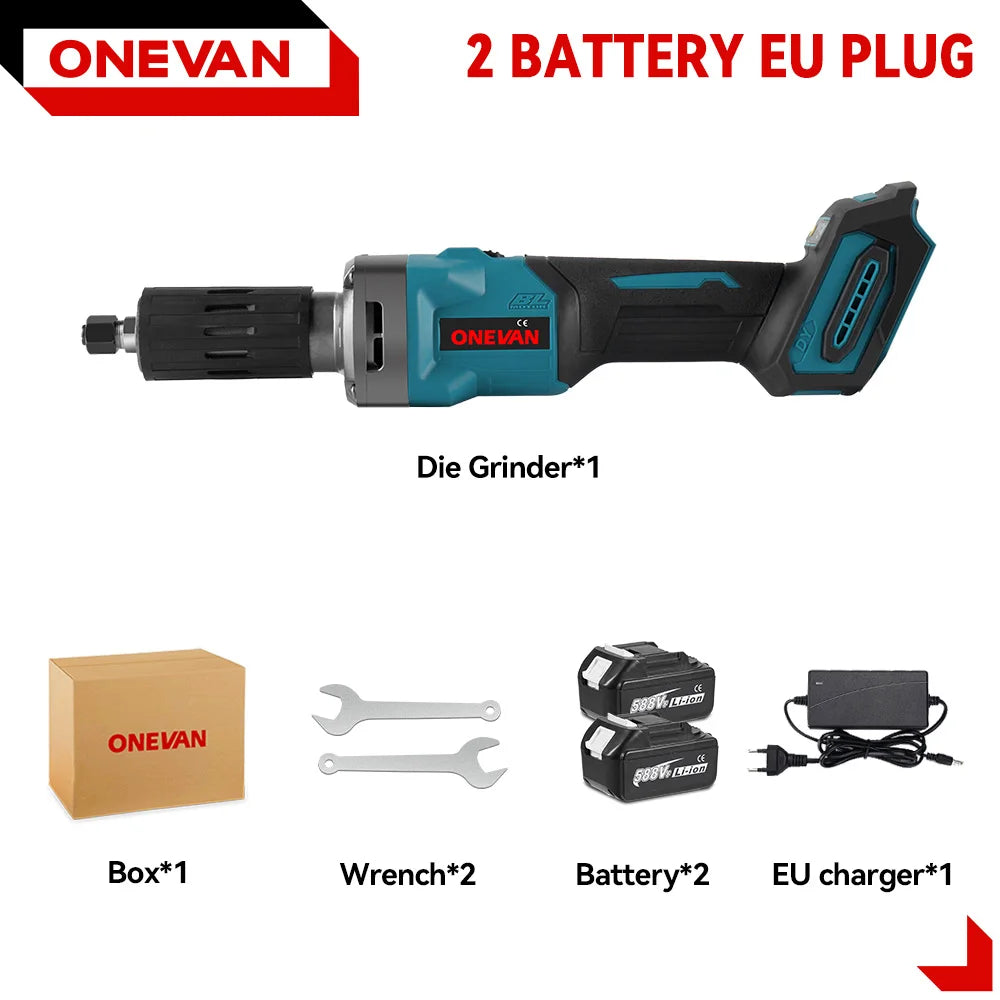 ONEVAN 35000RPM Borstelloze Elektrische Rechte Slijpmachine 2000W 4 Versnellingen Instelbaar Snoerloos Polijst Roterend Gereedschap voor Makita 18v Accu Pin