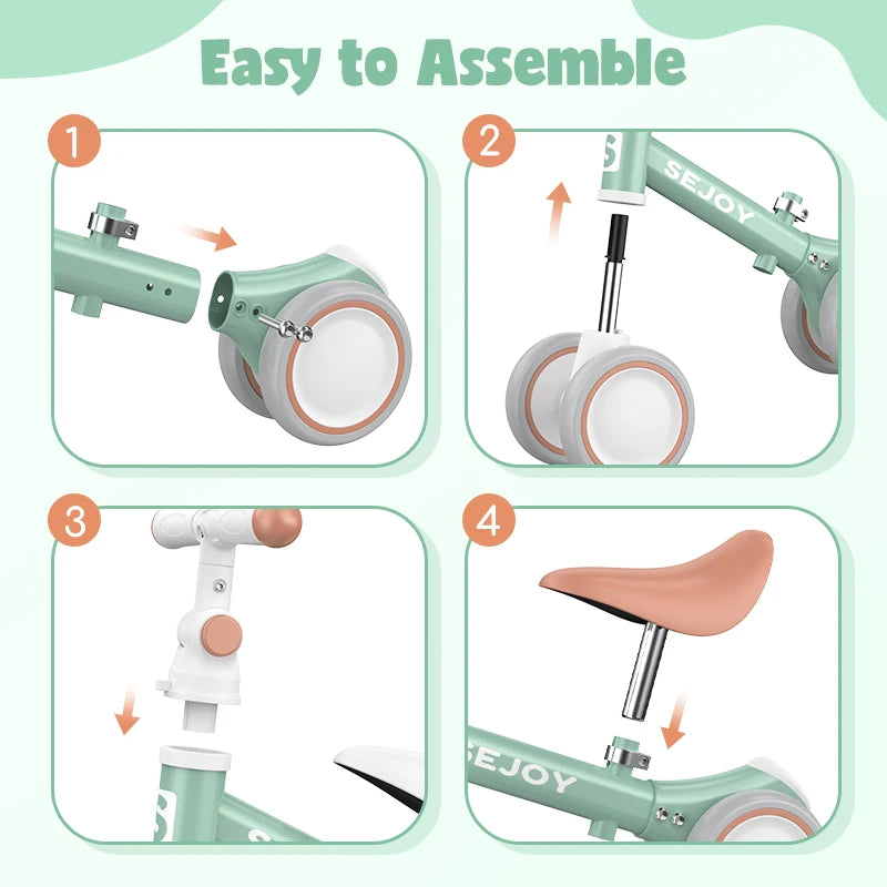 Sejoy Baby Balance Bike for Toddlers, Adjustable 4-Wheel Bicycle for Outdoor Fun (10-36 Months) - Quality Shopping Centre