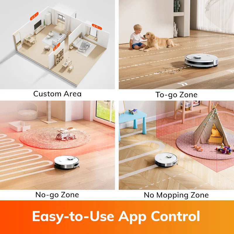 ILIFE V30 Robotstofzuiger, Lasernavigatie, 10000Pa Zuigkracht, tot 150 min. Gebruikstijd, APP-bediening, Aanpasbare reiniging