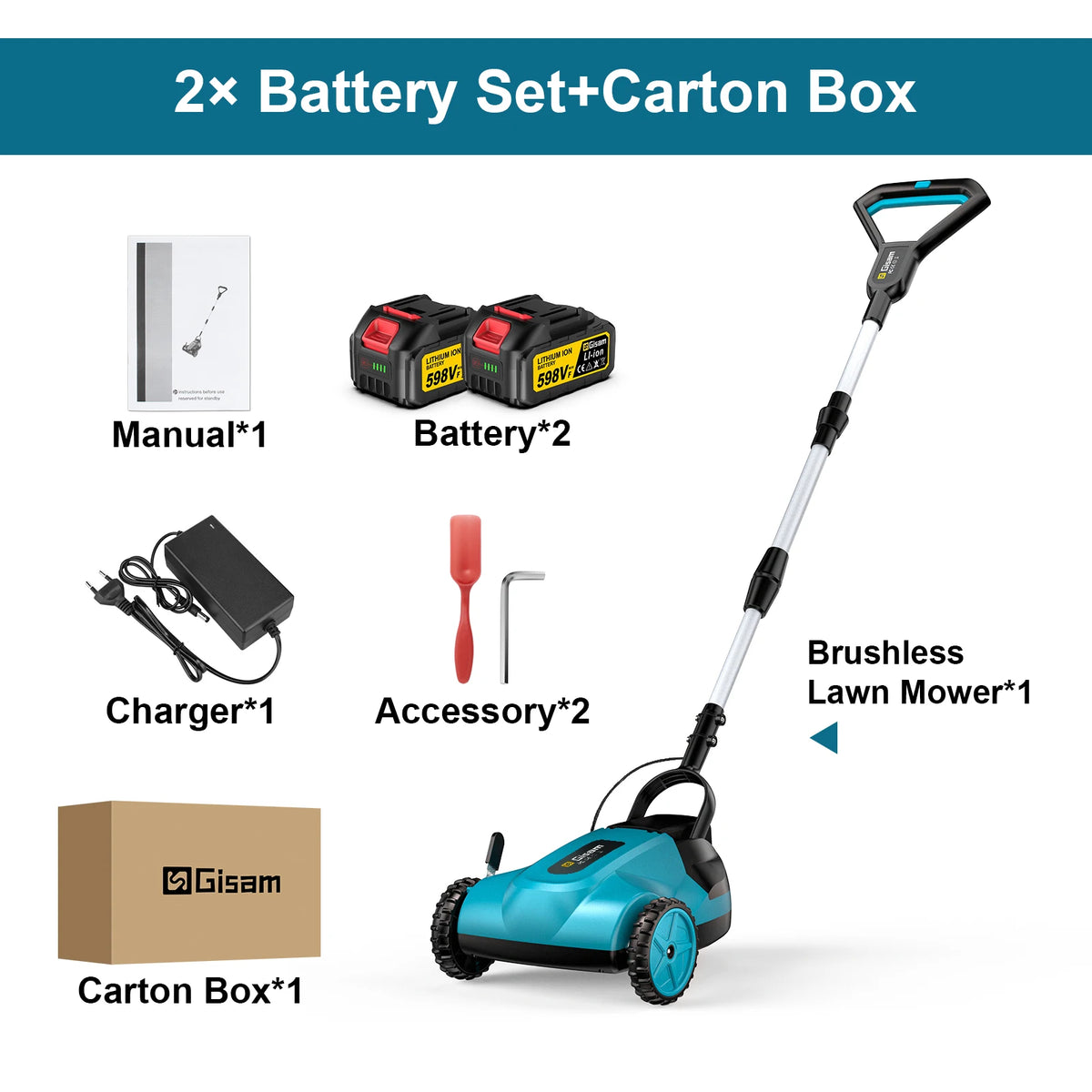 Gisam 10-inch 46.000 RPM borstelloze elektrische grasmaaier, snoerloze grastrimmer, tuinsnijder voor Makita 18V-accu
