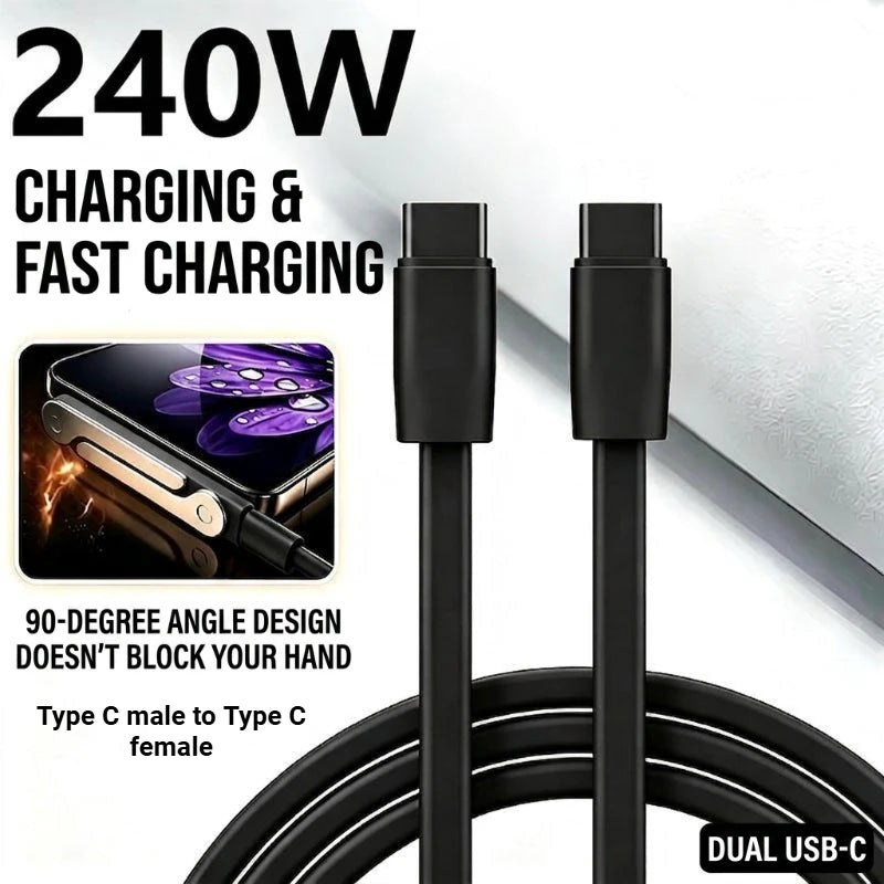 Multifunctional 2‑in‑1 240W PD Fast Charging USB‑C Cable Detachable Fold‑Out Desktop Phone Stand High‑Speed Data Charger Wire