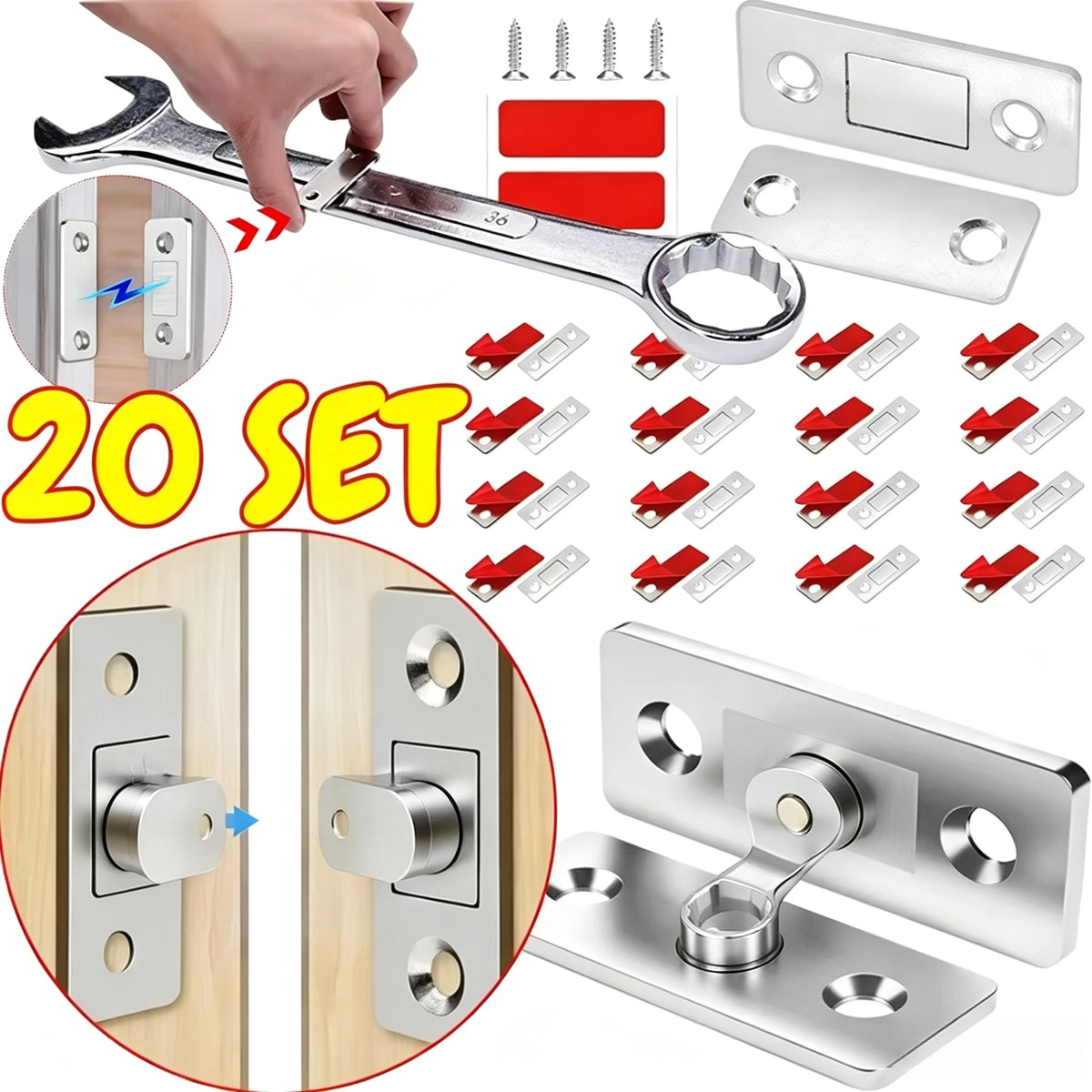 Magnetic Cabinet Catches Ultra Thin Door Strong Magnets Stopper Invisible Adhesive Drawer Magnet Lock for Kitchen Closet Closer