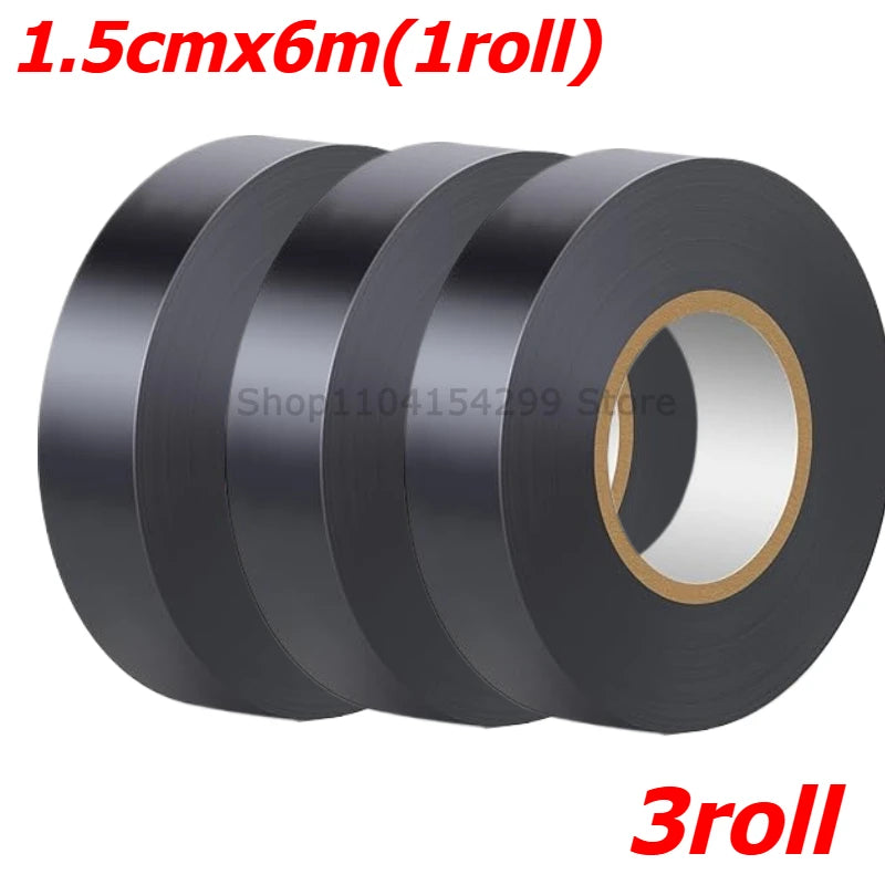6m/roll Black Electrical Tape High-Temperature Resistant Electrical Tape Durable Soft Insulating Adhesive Electrical Tape
