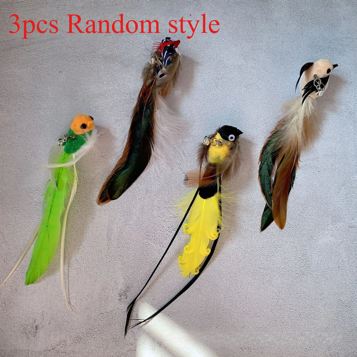 2pcs/3pcs Simulation petit oiseau insectes accessoires de remplacement pour jouets teaser pour chat jouets à plumes pour chaton fournitures pour animaux