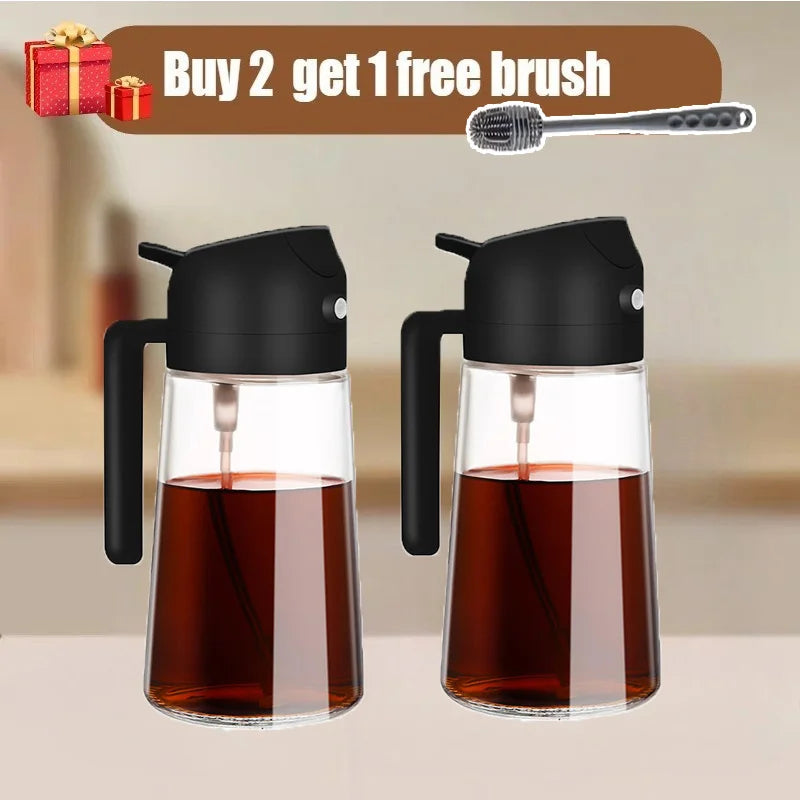 2pcs Kitchen Oil Spray and Dispenser Sprayer Pourer Oil Empty Bottle Olive Oil Spray Kitchen Barbecue Camping Cooking Utensils
