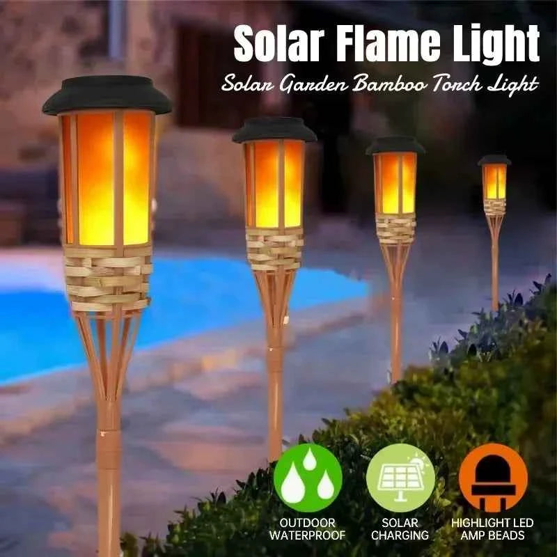 Bamboo Solar Flame Lights Torch Lights Bamboo Simulated Solar Flame Lawn Garden Lights Luces Led Solares Para Jardin Exterior