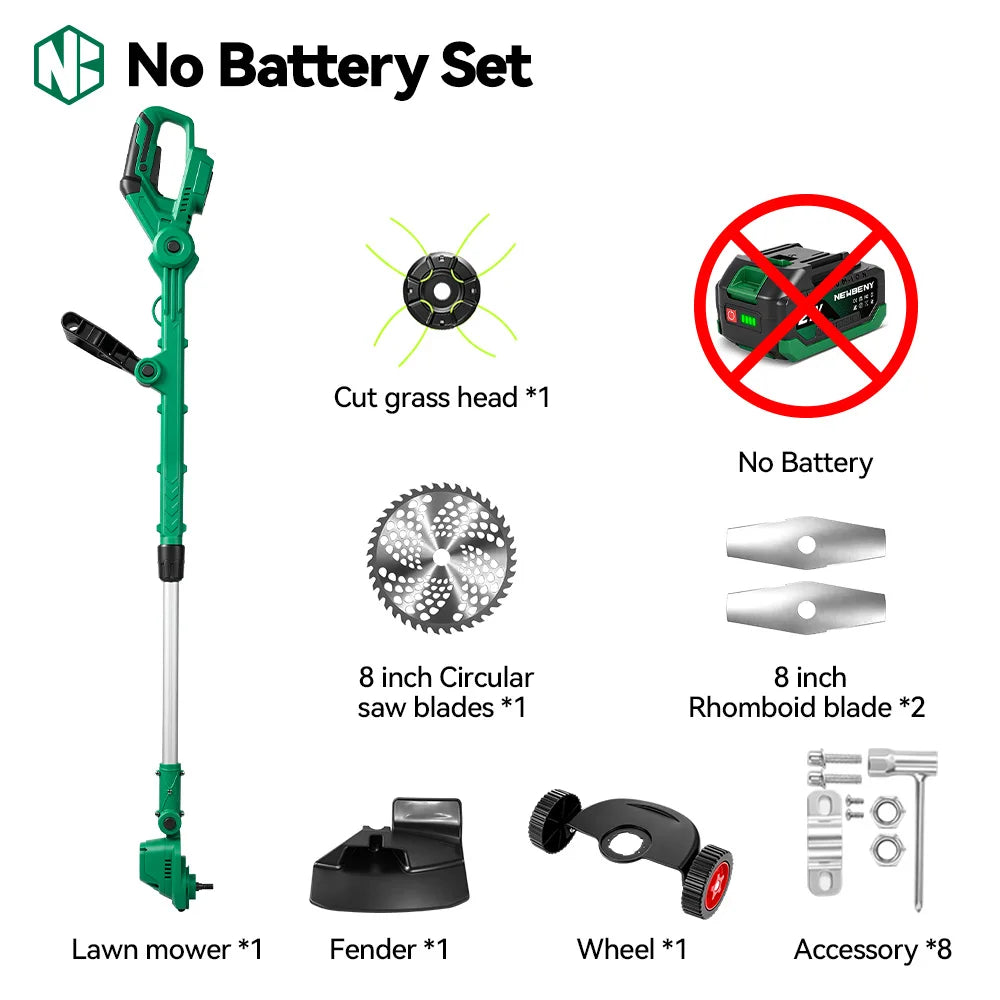 NEWBENY 3-in-1 Borstelloze Elektrische Grasmaaier Accu Grastrimmer Verstelbare Tuinmaaier Elektrisch Gereedschap voor Makita 21V Accu