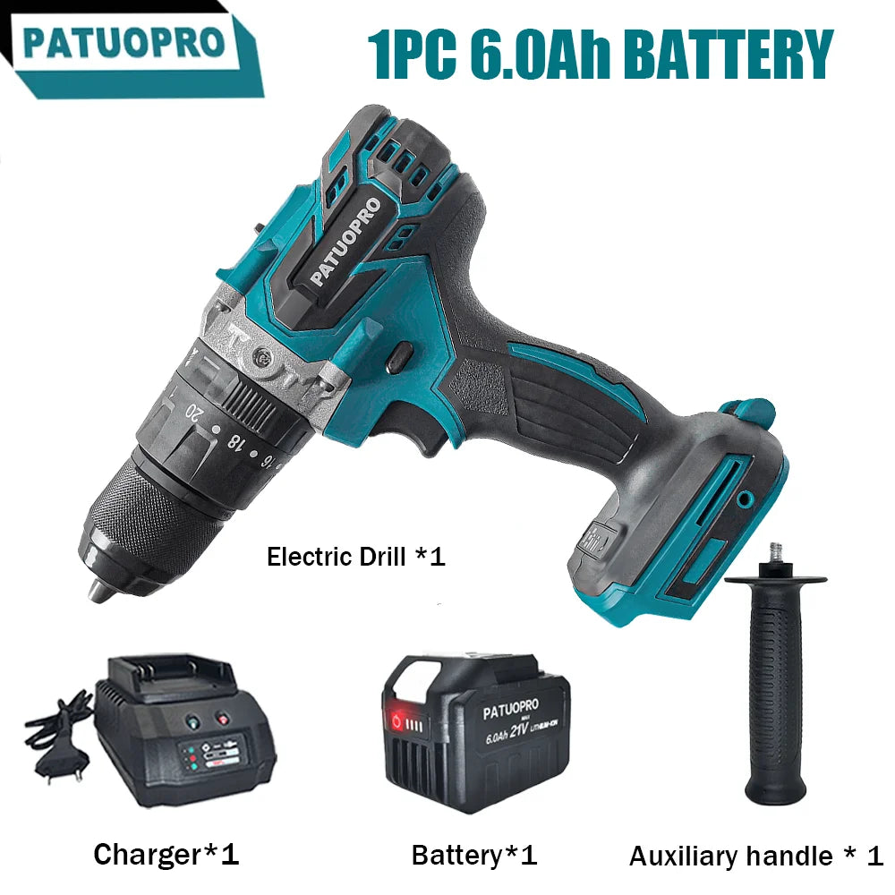 Borstelloze draadloze 13 mm elektrische klopboormachine 20+3 koppelinstellingen handmatige schroevendraaier elektrisch gereedschap voor Makita 18V-accu