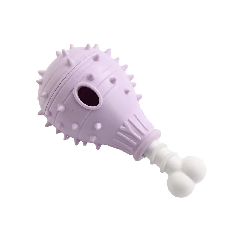 Dog Treat Dispensing Toy TPR Chicken Leg Chew Toy Dental Cleaning Bite Resistant Puppy Interactive Feeder Toy Pet Supplies