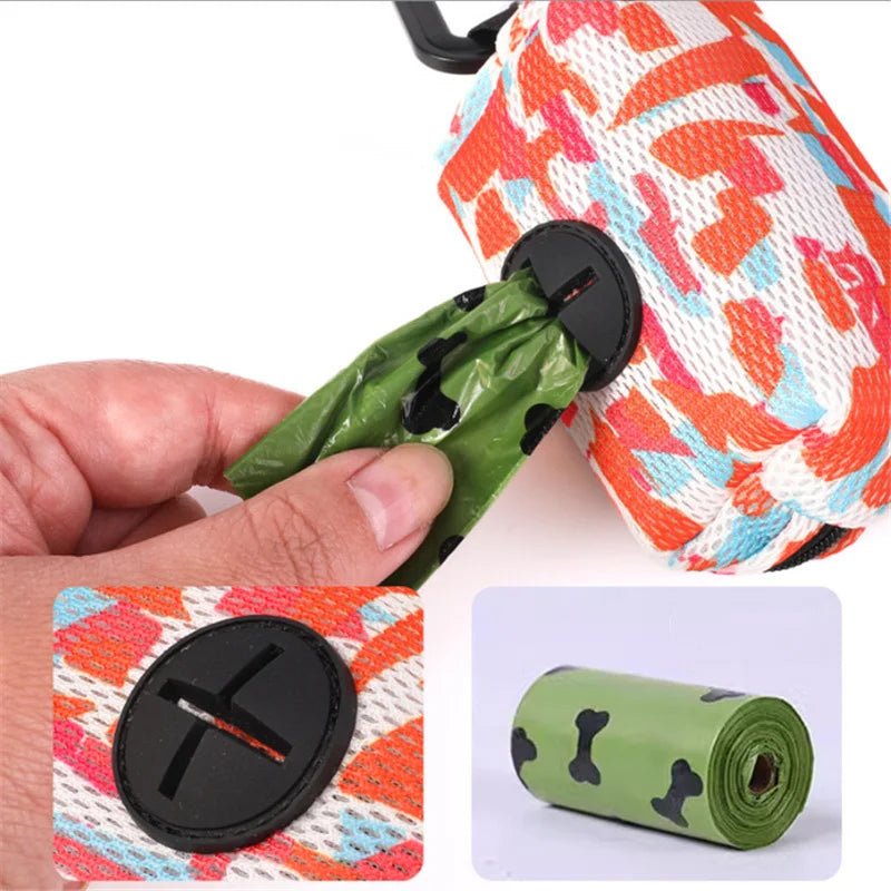 Colorful Print Dog Waste Bag Dispenser Portable Dog Poop Bag Holder Outdoor Pet Trash Bags Dispenser Dog Accessories