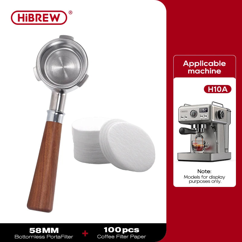 HiBREW Koffie Bottomless Portafilter 51MM 58MM Filterbakje Espressomachine Barista Tool H10A H10B H7A H10 Plus