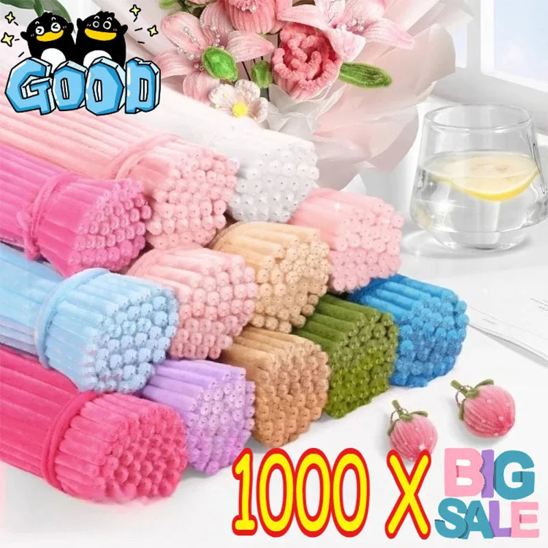 Creative Wires Chenille Wire Pipe Cleaners Colorful Chenille Stems DIY Plush Stem Wired Twist Stick Hair Strip Kid Handmade