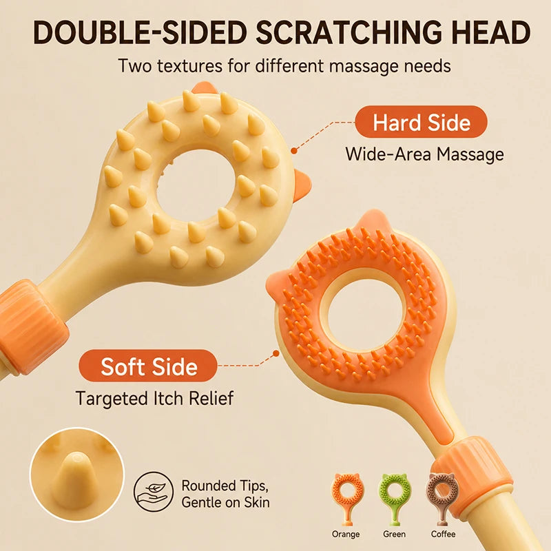 3 in 1 Telescopic Cat Tease Toy Double Sided Cat Massage Stick Interactive Cat Teaser Wand Pet Itch Relief Toy for Indoor Cats