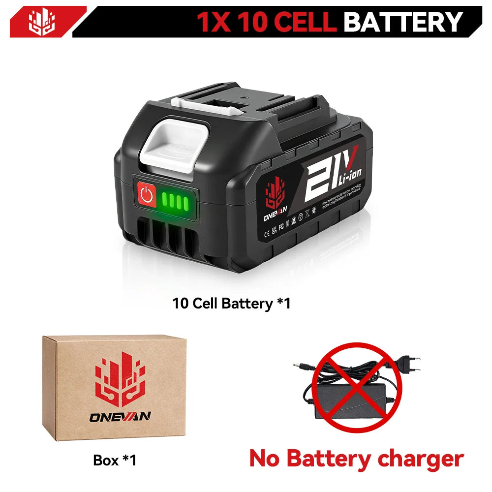 Batterie au lithium rechargeable ONEVAN 21V 22500mAh 15000mAh pour outils électriques sans fil, compatible avec les batteries Makita 18V