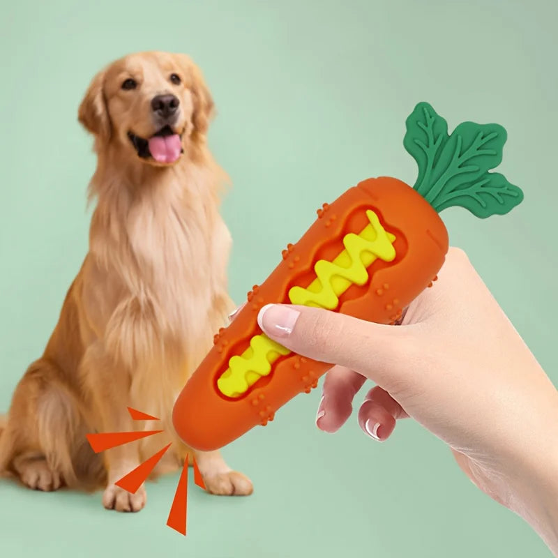 Silicone Dog Chew Toys Carrot Shaped Dog Teeth Cleaning Toy Bite-resistant Pet Squeaky Toys Puppy Toy Pet Supplies