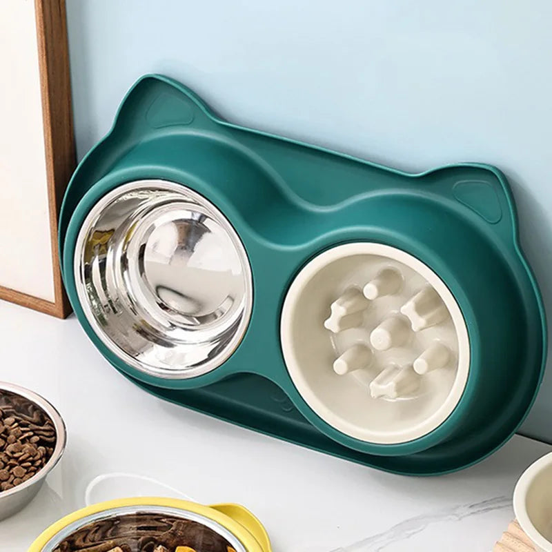 Pet Slow Food Bowl Anti-choking Feeder Stainless Dog Dish Bowl Home Dog Eating Plate Anti-gulping Dog Feeding Pet Supplies