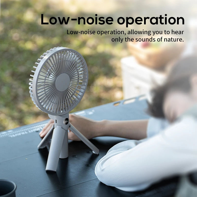 Lenovo Foldable Tripod Handheld Fan 3000mAh 4-Speed Rechargeable Fan LED Digital Display Portable Fan for Outdoor Travel Camping