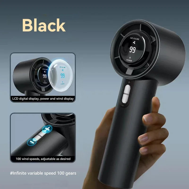 Lenovo New Handheld High-speed Fan USB Charge Mini Portable 100 Speed Turbo Violent Small Outdoor Powerful Fan 3000mAh Battery