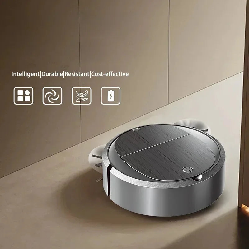 Automatische robotstofzuiger met lange batterijduur, draagbare mini-huishoudstofzuiger, USB-oplaadbaar, 3-in-1 nat en droog veegapparaat