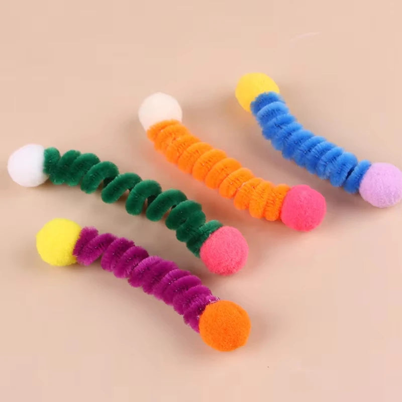 12/24Pcs Cat Spring Toys Interactive Pet Toys for Cats Colorful Random Color Cat Teaser Toy Bite-resistant Kitten Toys
