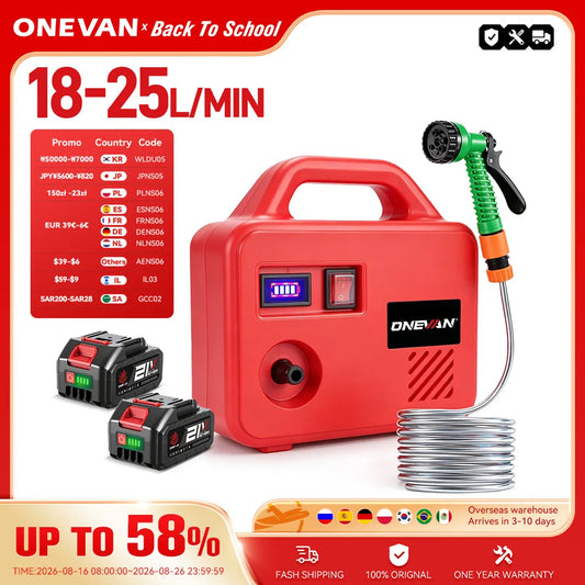 ONEVAN 260W Electric Water Pump 150M Cordless Watering Machine Rechargeable Garden Watering Tools For Makita 18V Battery Pin