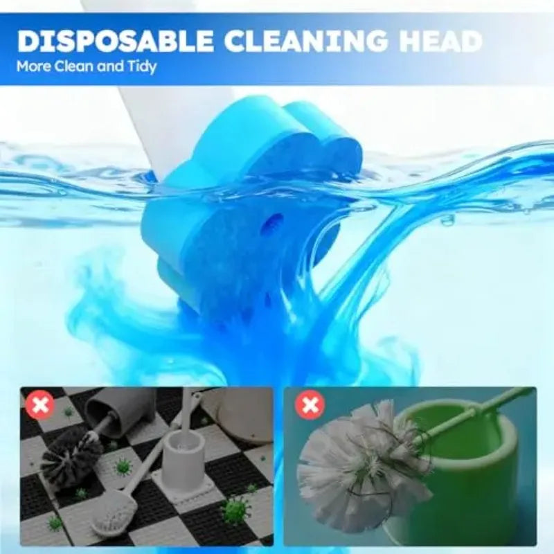 Disposable Toilet Brush Set Comes with Toilet Cleaner Long-Handled Cleaning Tool Replacement Head Sterile Cleaning Brush Head
