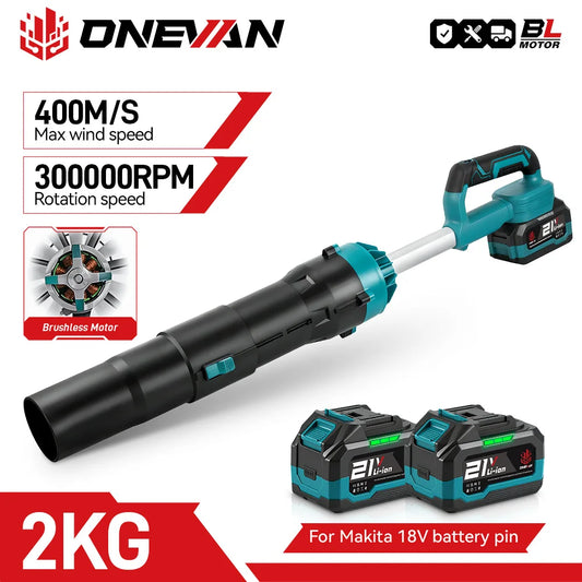 ONEVAN Brushless 8000W Electric Turbo Blower Jet Fan 400M/S Cordless Air Blower Dust Removal Tool for Makita 18V Battery Pin