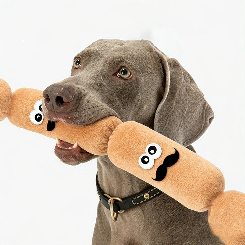 Simulated Dog Sausage Toy Interactive Pet Dog Plush Toy with BB Squeaker Bite-resistant Funny Puppy Self-Play Toy Pet Supplies