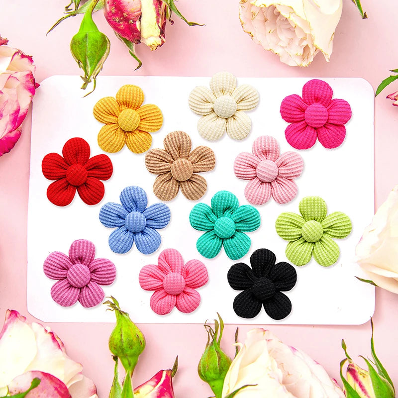 10pcs/set  Flower Pet Dog Bow Decoration with Rubber Band Head Flower Puppy Dog Hair Bowknot Grooming Accessories