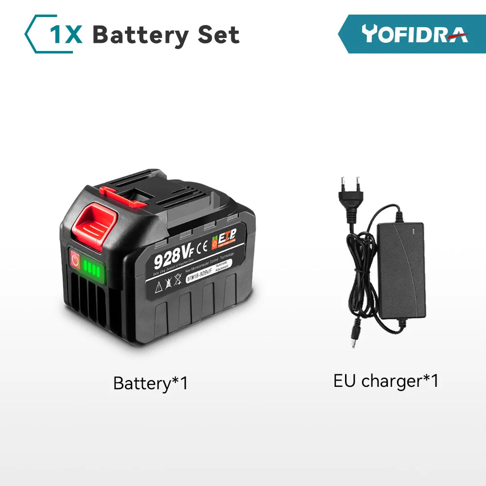 YOFIDRA 18-20V Rechargeable 928vf 388vf 128vf Plus Lithium Ion Battery for 21V 18V Power Tool Replacement Battery