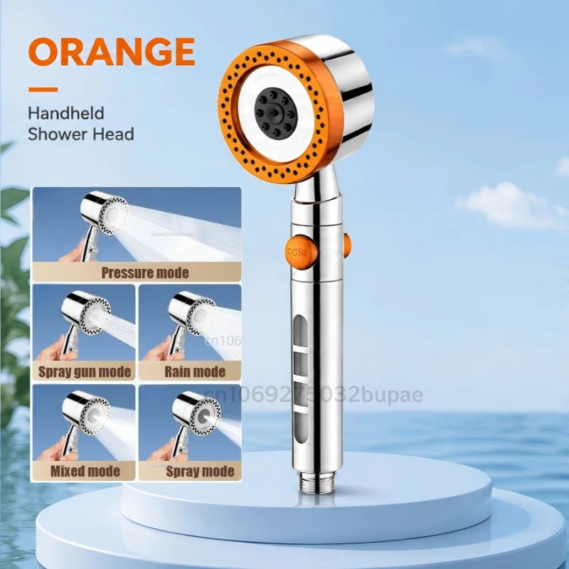 High Pressure Shower Head with Filter 3 Spray Modes Adjustable Large Flow One-Click Stop Water Saving Showerhead for Bathroom