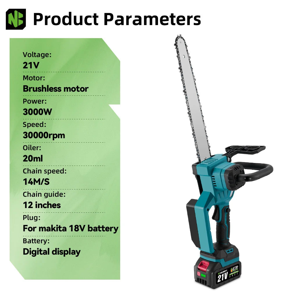 Tronçonneuse électrique sans fil sans balais NEWBENY 12 pouces, outil de menuiserie avec affichage numérique pour batterie Makita