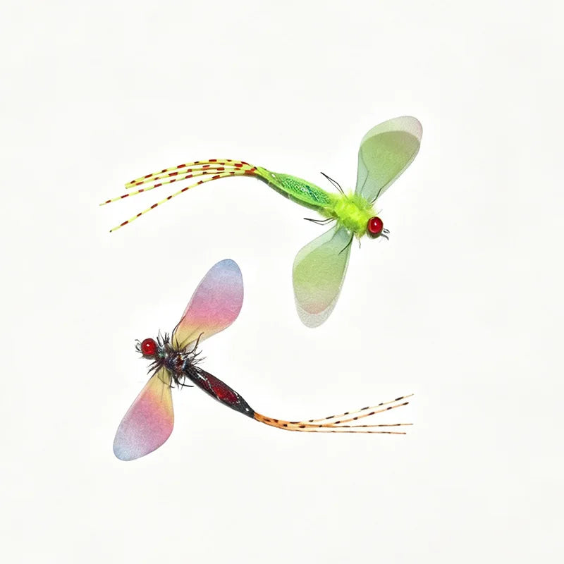 2pcs Colored Dragonfly Artificial Insect Cat Toys Cat Teaser Replacement Head Pet Toys Accessories