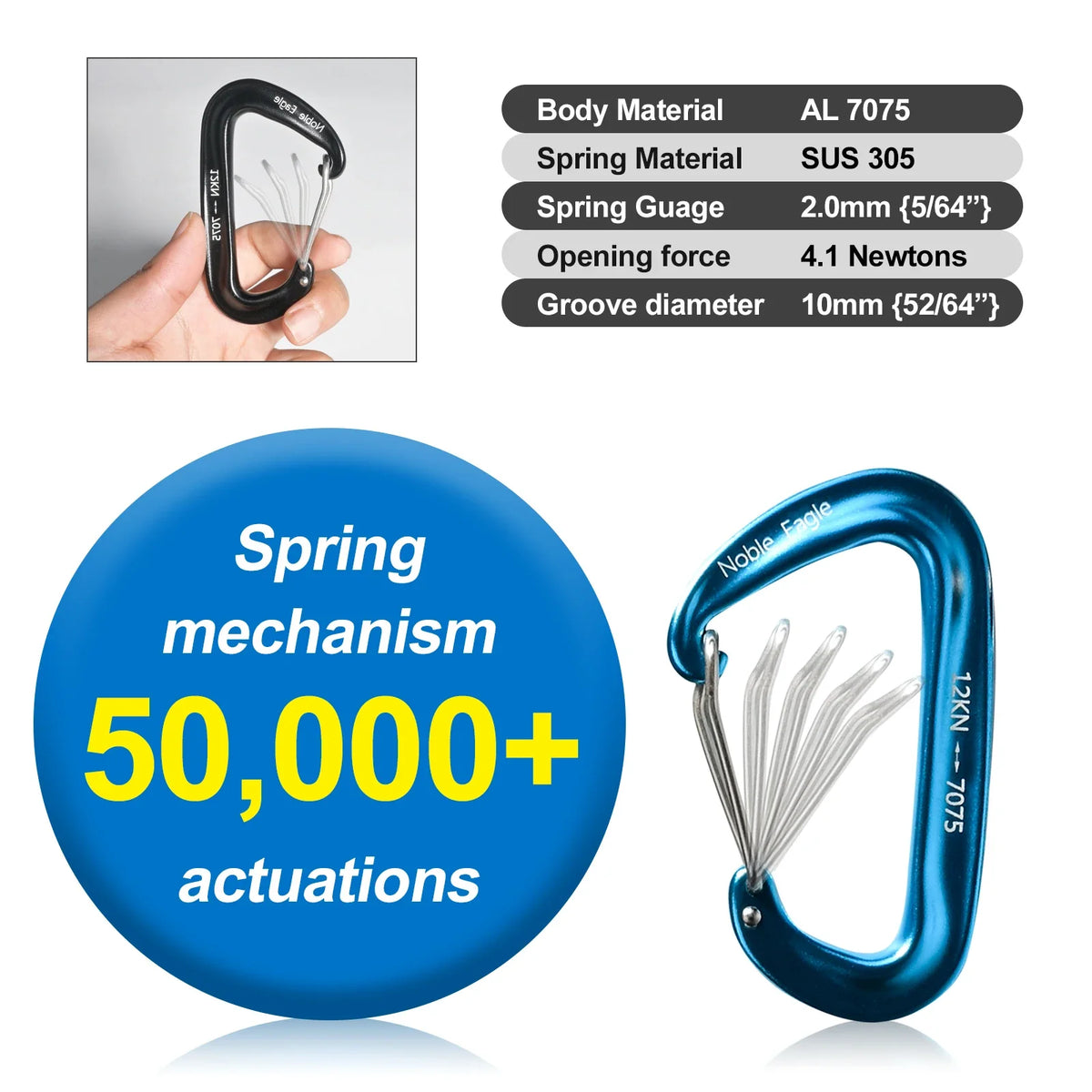 6PCS 12kN Aluminum D Ring Carabiners Heavy Duty Hook Lightweight Outdoor Camping Hiking Clips Buckle Set for Backpack Gear