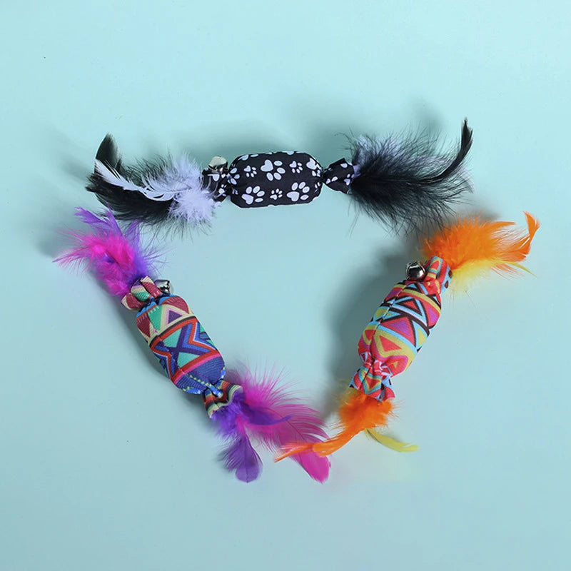 3/5 PCs Funny Cat Feather Toys Interactive Cat Sounding Tease Toy with Bells Random Color Kitten Toy Cat Accessories