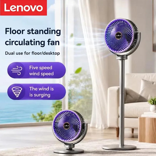 Lenovo 3-in-1 Telescopic Floor Fan Desktop Dual-use Wireless Circulating Fan Usb Charging Aromatherapy Fan for Bedroom Office