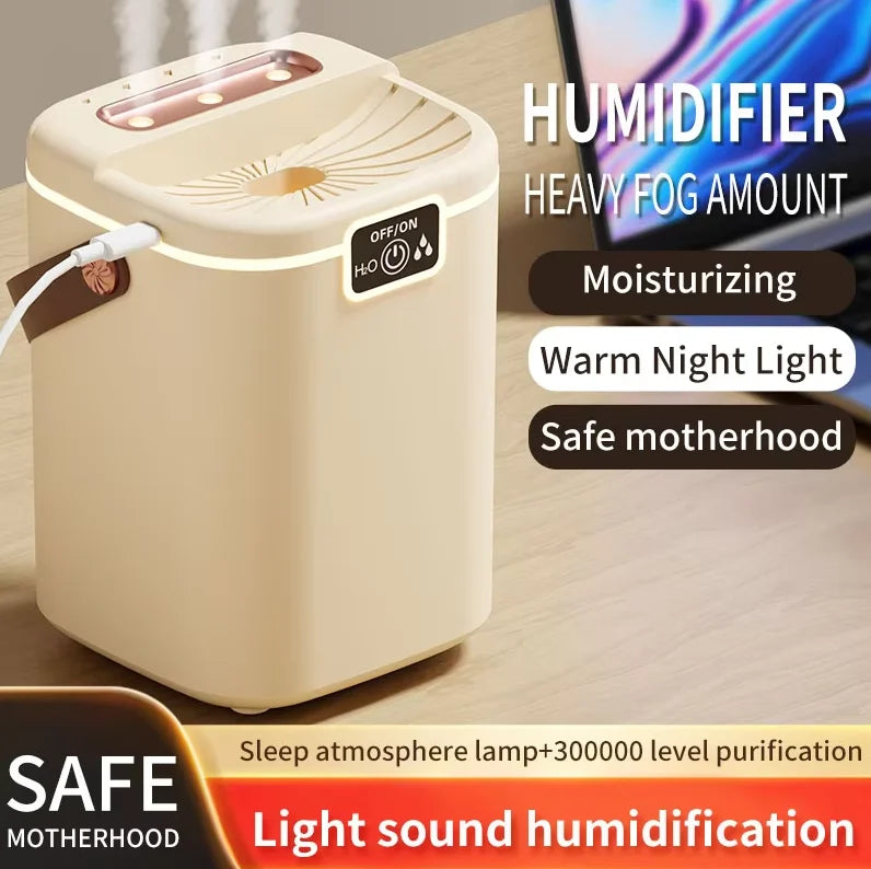 Humidificateur à trois sprays grande capacité 2026 avec veilleuse, double filtre, diffuseur d'aromathérapie, USB, silencieux, avec minuterie pour chambre, bureau, voiture