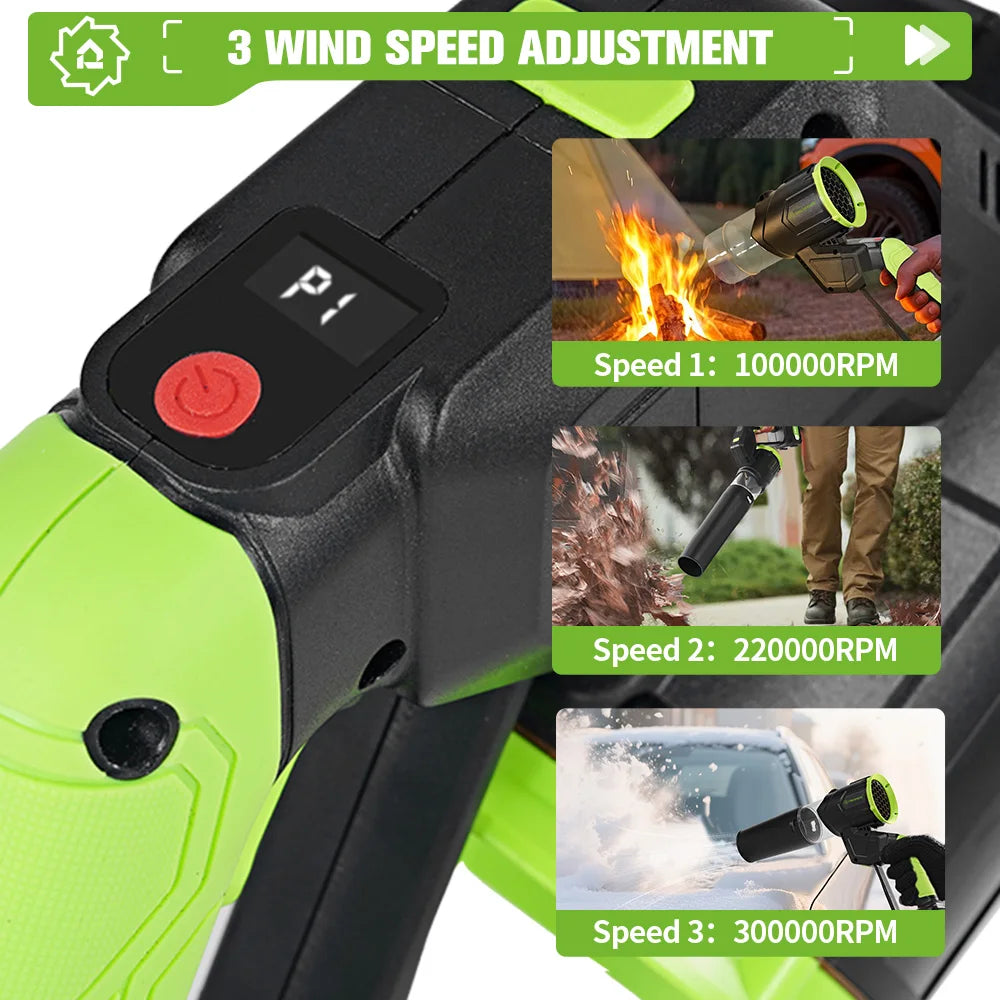 ONEGREEN 7000W Brushless Cordless Electric Turbo Blower 2IN1 Leaf Dust Snow Blowing Cleaning Tool For Makita 18V Battery pin