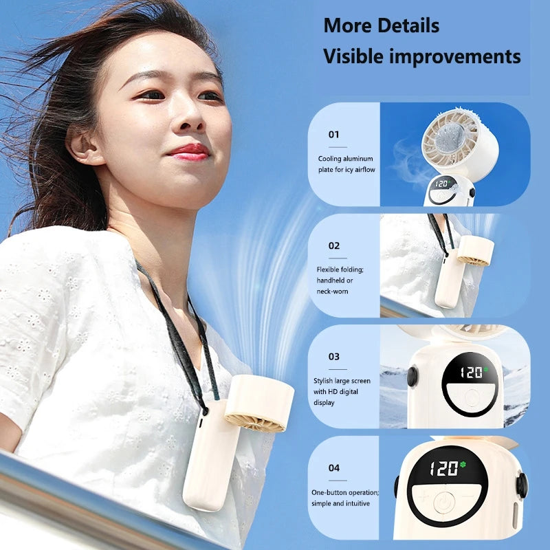 Lenovo Draagbare Handventilator Turbo Koelventilator USB Oplaadbare Miniventilator met IJskoude Lucht voor Buiten, Reizen en Kantoor