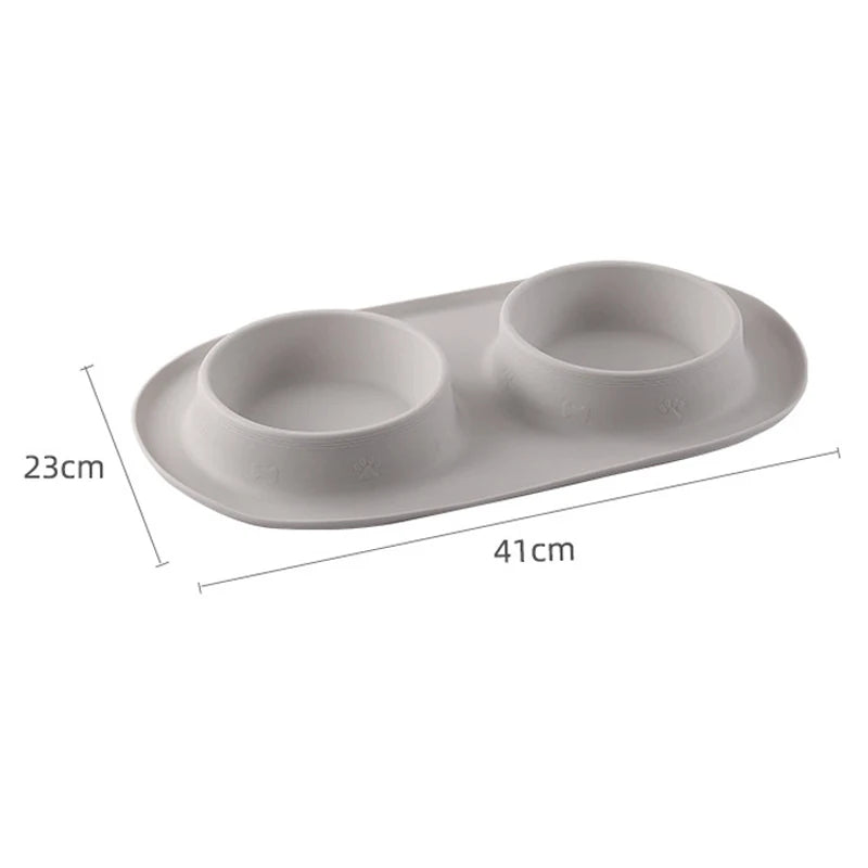 Non-slip Pet Dog Bowl Double Dog Feeder Silicone Pet Drinking Bowl for Small Medium Large Dogs Durable Puppy Slow Feeder