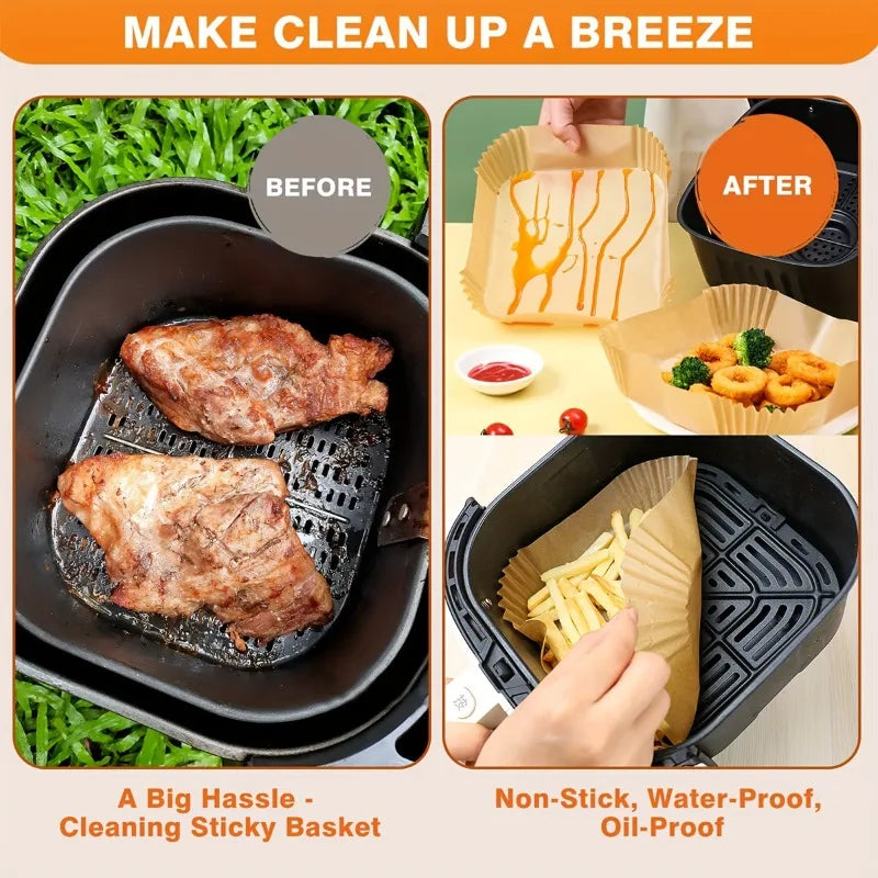 Square Airfryer Baking Disposable Air Fryer Paper,Paper,Baking Tray,Oven Accessories,Baking,Kitchen Gadgets,Kitchen Accessories