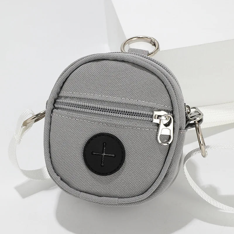 Portable Dog Treat Pouch Oxford Cloth Pet Waste Bag Dispenser Mini Crossbody Training Storage Bag for Walking Travel Outdoor