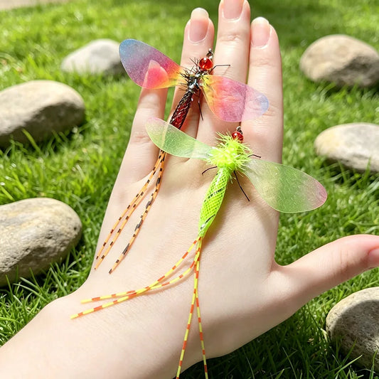 2pcs Colored Dragonfly Artificial Insect Cat Toys Cat Teaser Replacement Head Pet Toys Accessories