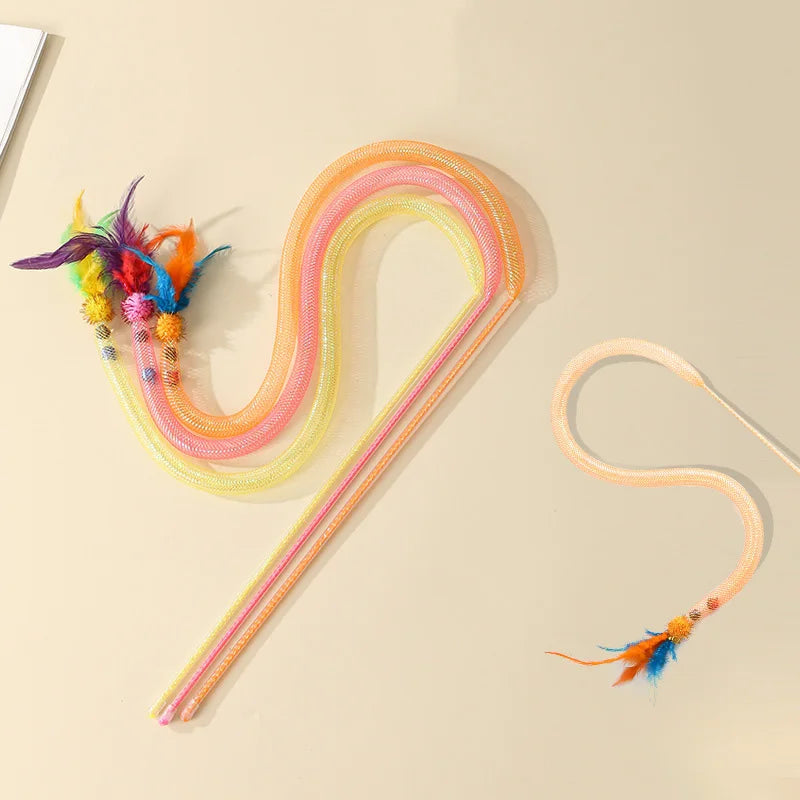 Interactive Cat Toy Funny Cat Stick toys Cat Teaser Wand with Feather Bell Kitten Playing Toys Cat Accessories