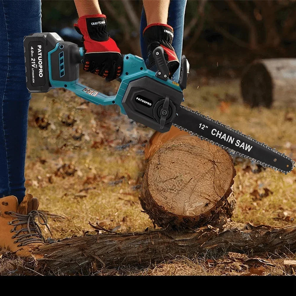 12 Inch Brushless Handheld Electric Saw Cordless Rechargeable Chainsaw Wood Cutting Woodwork Garden Tools For Makita 18V Battery